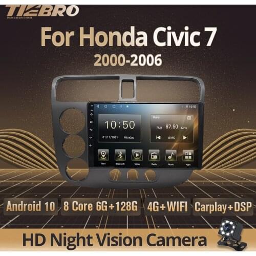 2DIN Android10.0 Car Radio For Honda Civic 7 LHD 2000-2006 GPS Navigation Touch Screen Car Multimedia Player DSP Auto Radio IGO