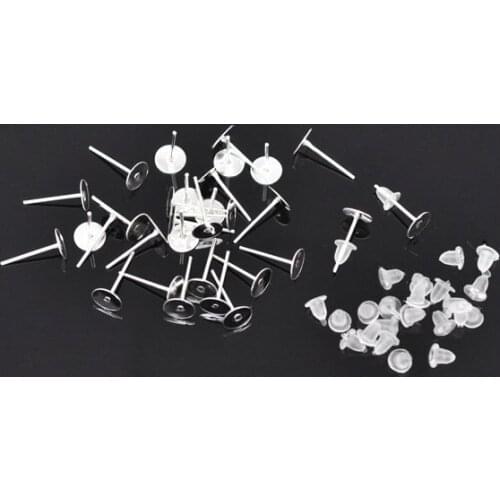 Free shipping!!! 1000 Pairs Silver Plated Earring Post W /Stoppers 12x5mm,Earrings base,Earrings Pad