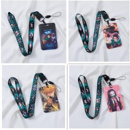 Demon Slayer Anime Key Lanyard ID Card Holder Neck Straps Cartoons Cosplay Badge Key Ring Holders