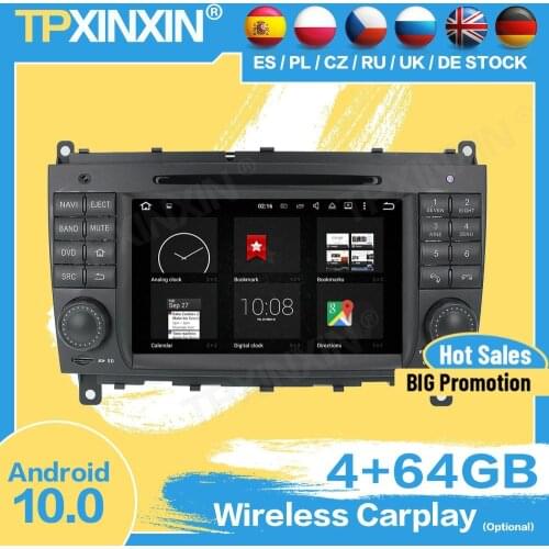 Carplay Car Radio 2 Din Stereo With Bluetooth Android For Benz C- W203 2004 2005 2006 2007 GPS Player Navigation Audio Head Unit