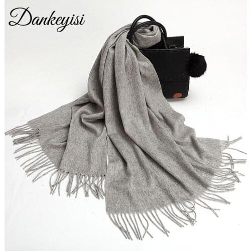 DANKEYISI Pure Wool Scarf For Women Men Pashmina Echarp Cashmere Scarf Female Wrap Bandana Winter Spring Long Women Scarf Shawls