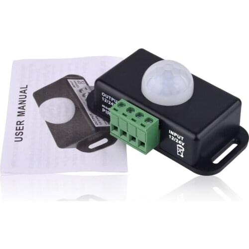 DC 12V-24V Body Infrared PIR Motion Sensor Switch For LED Light Strip Automatic Infrared PIR Motion Sensor Timer Switch