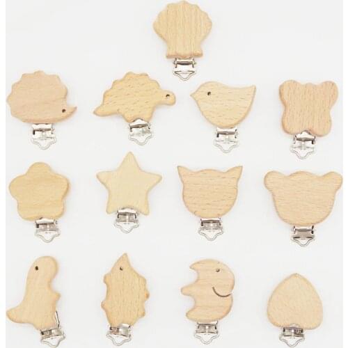 2018 hot New Arrival Lovely Wooden Pacifier Clip Natural Wood Baby Pacifier Clips Dummy Clips DIY Pacifier Chain Accessory