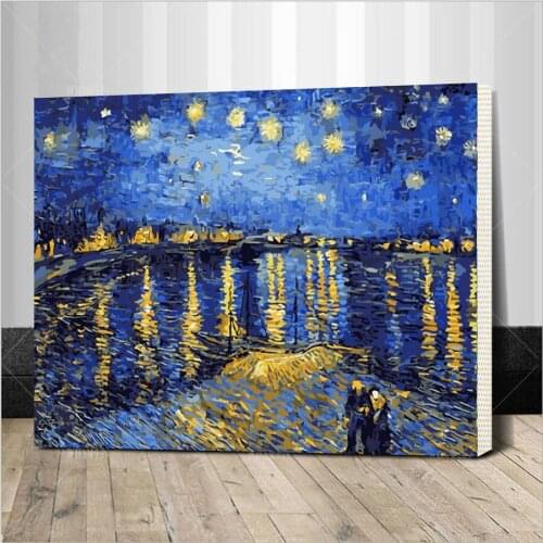 Pictures DIY Digital Oil Painting Paint By Numbers Christmas Birthday Unique Gift Van gogh starry sky of the rhone river