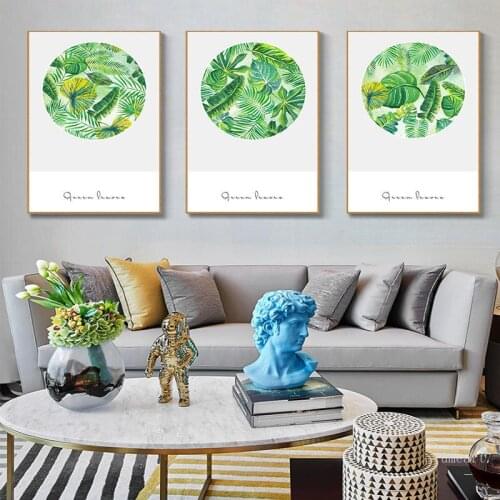 Green Plant Canvas Painting Wall Picture Tropical Palm Banana Turtle Leaf Canvas Prints and Poster Mural Home Decor