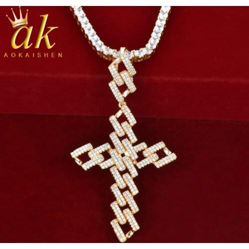 Cuban Cross Pendant Gold Color Plated Mens Hip Hop Rock Jewelry