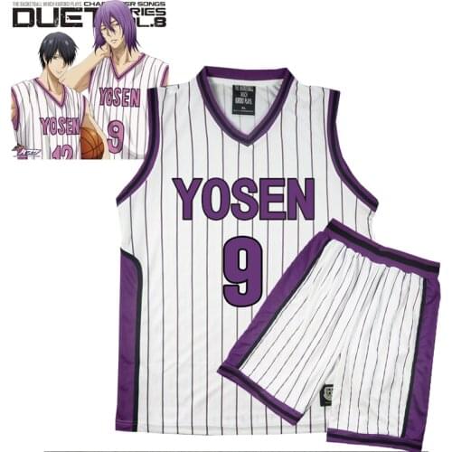 Kuroko no Basuke Basket Cosplay Yosen School Uniforms Murasakibara Atsushi Jersey 9 12 Sportswear Men T-shirt Shorts