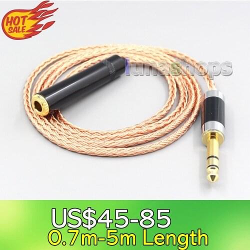 LN007057 16 Core 99% 7N OCC 6.5mm 6.35mm Stereo 3 Pole Male To 6.5mm 6.35mm Female Stereo Headphone Earphone Cable