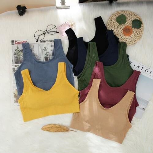 CHRLEISURE Wireless Womens Tube Top Solid Color Soft Female Tank Top Shockproof Sports Underwear Women