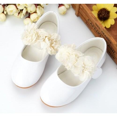 Sweet Girls 2017 New Design Kids Flower Princess Shoes Microfiber Leather Shoes Handmade Bead Flower Children Shoes Causual Shoe