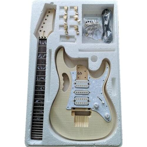 Premium DIY Electric Guitar Kit DIY Unfinished Project Guitar Kit Maple Body Wood Neck Rosewood Fingerboard