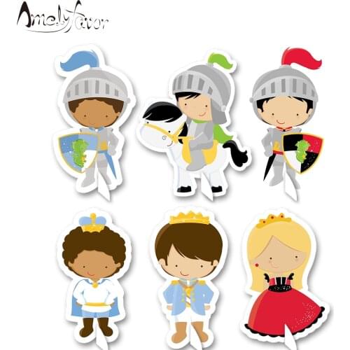 Knight and Princess Table Centerpiece Decorating Centerpiece Knight Party Decorations Supplies Princess Armor Knight 6PCS