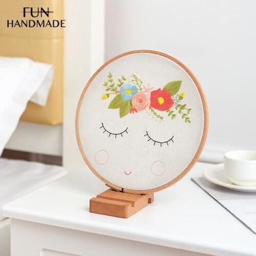 DIY Smilling Girl With Wreath Kit Dandelion Flowers Materials Package Handmade Cross Stitch Christmas Wall Decor Gift