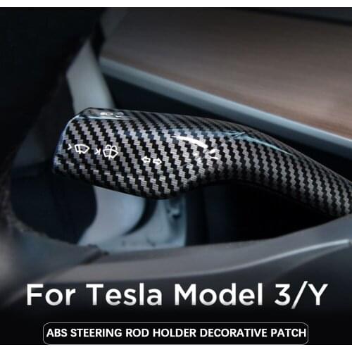 For Tesla Model 3 Black Carbon Fiber Patch Decoration Steering Wheel Steering Lever Model Y Wiper Controller ABS Plastic