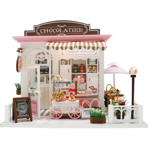 New Furniture Doll House Wooden Miniature DIY DollHouse Furniture Kit Assemble Christmas Toys Doll Home For children Gift c007