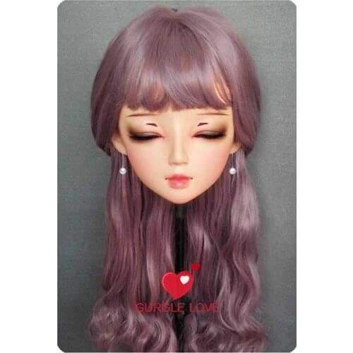 NEW-179) Female Resin Silica Dance Party Masks Halloween BJD Girl Doll Crossdresser Japan Kigurumi Anime Cosplay Mask with Wig