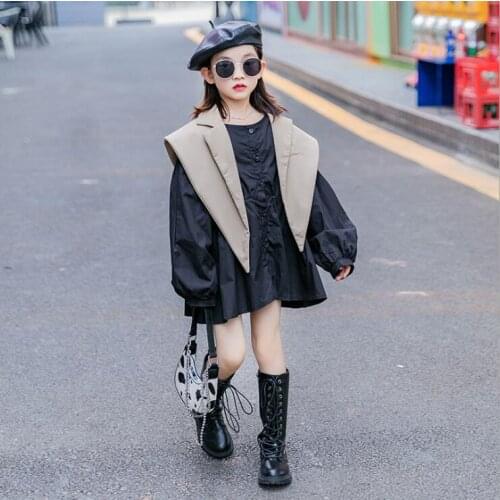 2020 new wholesale girls 2 pcs set dress +vest fashion autumn girls suit 4-9t F751