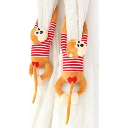 Baby Kid Cartoon Monkey Holder Nursery Bedroom Curtain Tieback Buckle Hook Cartoon Plush Tie Back Decor Holder Home Decor LF653