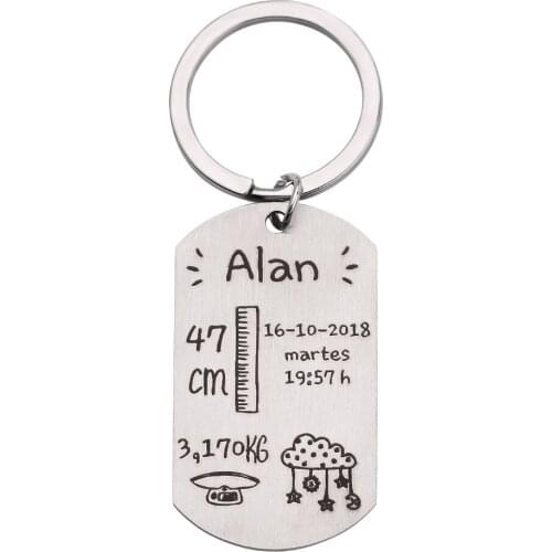 Personalized Newborn Souvenir Keychain Custom Baby Birthday Gift Keychain Dad Mom Gift Baby Child Memorial Gift Key Chain