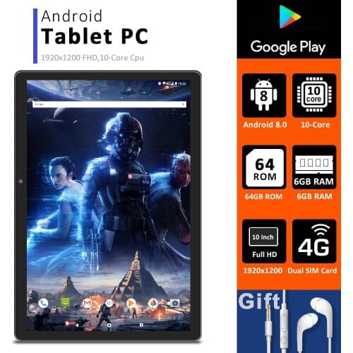 10.1 Inch 4G LTE Phone Call Tablets 10 Core MTK6797 Tablet Pc Android 8.0 Tablet 6G Ram+64GB Rom Dual SIM FM WiFi GPS