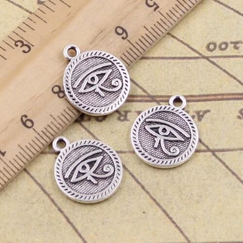 15pcs Charms Eye Of Horus 18x15mm Tibetan Bronze Silver Color Pendants Antique Jewelry Making DIY Handmade Craft For Necklace