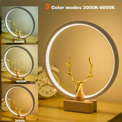 Modern LED Table Lamp Solid Wooden Dimmable USB Chargeable Balance Night Light for Bedroom Study