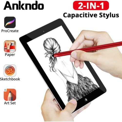 ANKNDO 2in1 Stylus Pen Capacitive Touch Pen For Samsung S2 Notebook Surface Pen Notepad Pen For Xiaomi Pad Screen Pen Drawing
