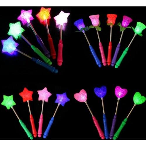 LED Flashing Light up Sticks Glowing Rose Heart Magic Wands Party Night Activities Concert Carnivals Props Birthday Favor SN107