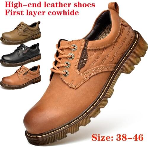 Mens high-end leather Martin shoes, fashion outdoor leisure non-slip tooling shoes, four seasons casual mens leather shoes