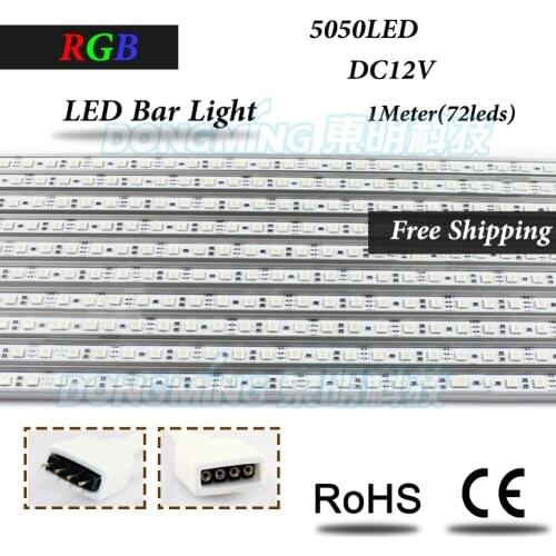 U/V Aluminium Profile smd 5050 LED luces Strip RGB 100cm 72leds DC 12V led bar light under cabinet light for kitchen wardrobe