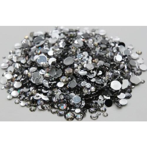 Apparel decoration Gray Color Mixed Sizes 3D Nail Art Glue On rhinestone Flat Back Non Hot Fix Stones Acrylic Crystal DIY Strass