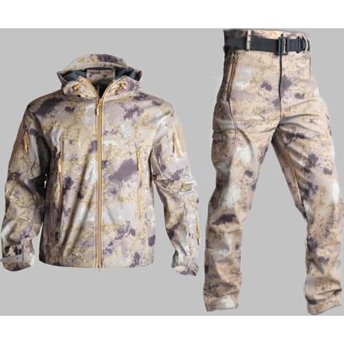 Outdoor Hunting Hiking Jacket Waterrpoof Military Tactical Jacket Pants Thermal Climbing Softshell Army Camouflage Outerwear