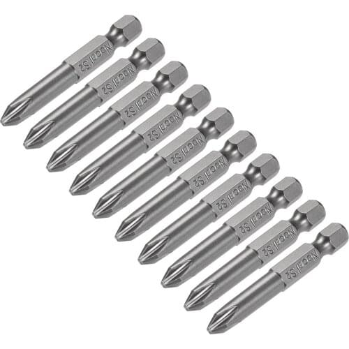 Uxcell 1/4-Inch Hex Shank 50mm Length Phillips Cross 6PH2 Magnetic Screw Driver S2 Screwdriver Bits 10pcs