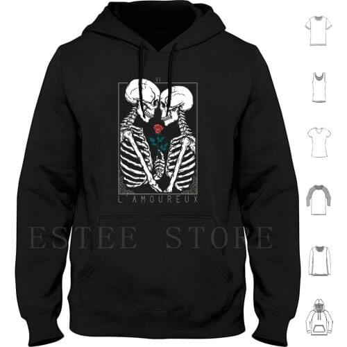 Vi The Lovers Hoodies Love Tarot Skull Flower Skeleton Couple Death Occult Dead Kiss Rose