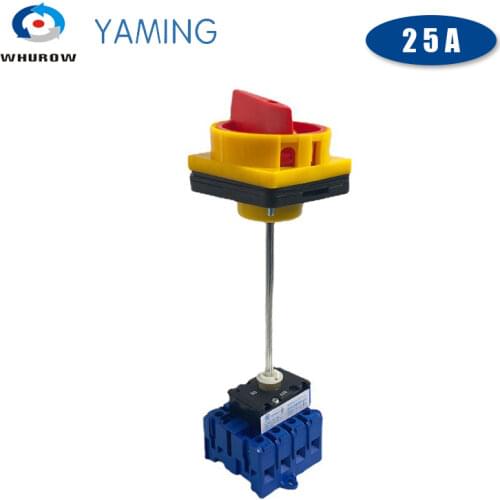 Isolator switch with padlock panel 25A 4 Phases 2 position on-off with aluminium bar rotary switch cabinet door YMD11-25B/4P