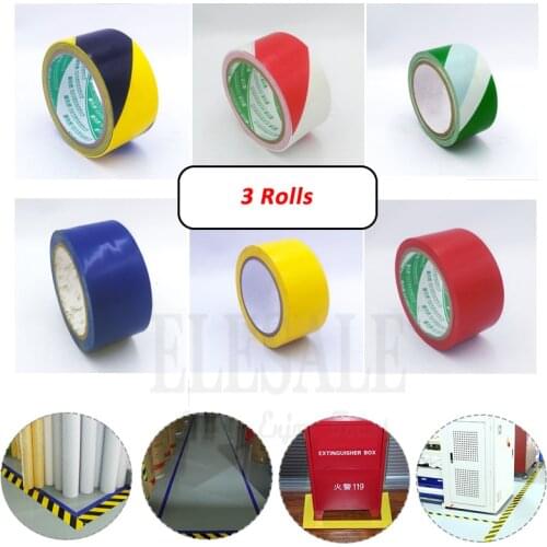 3 Rolls 48mm*18m Waterproof PVC Warning Tape Caution Barrier Safety Tapes For Warehouse Factory School Office Traffic Guide