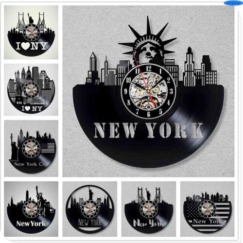 Home Living Fashion New York City 3D Wall Clock Art Wall Sticker Creative Decoration Wall Clocks