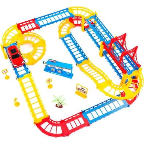 DIY 3D Track Racing Diecasts Car Train Model Color Electric Rail Speed Car Mini Sport Model Fun Assembles Toys Gift For Kids Boy