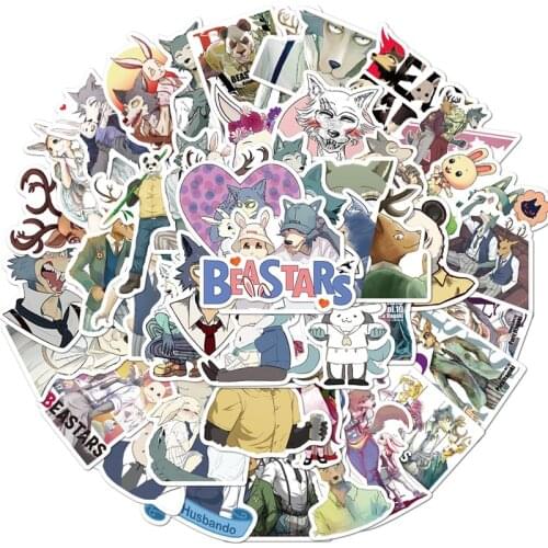 50Pcs BEASTARS Anime Stickers Decals Waterproof PVC Skateboard Guitar Luggage Motorcycle Laptop Graffiti Suitcase Sticker Toys