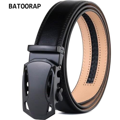 BATOORAP Men Belt Genuine Leather Fashion Jeans Automatic Belt Buckle Black Waist Dress Strap Male Ratchet Belt BA-RYG002