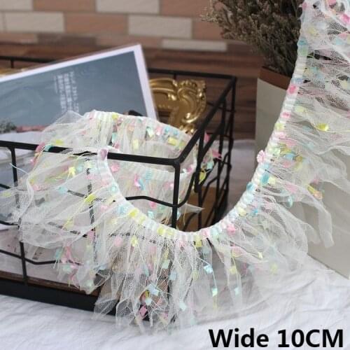 10CM Wide White Mesh Tassel Embroidered Fringe Ribbon Lace Applique Edging Trim Dress Collar Aqqparel DIY Sewing Trimmings Decor
