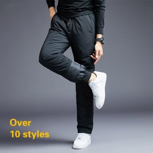 -30 C Men Winter Plus Size 5XL Ultralight Duck Down Pants Outdoor Waterproof Windproof Ski Camping Trekking Straight Trousers