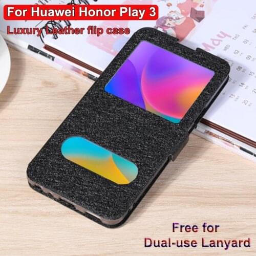 Front window cover For Huawei Honor Play 3 Case Play3 6.39" coque PU leather phone Cases For Huawei HonorPlay3 Play 3 flip shell