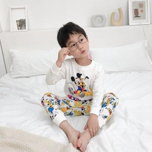 Disney Kids Mickey Pyjama Autumn Winter Long Sleeve Pajamas Children Baby Boys Girls Cartoon Sleeping Clothes Pyjama Bebe Fille