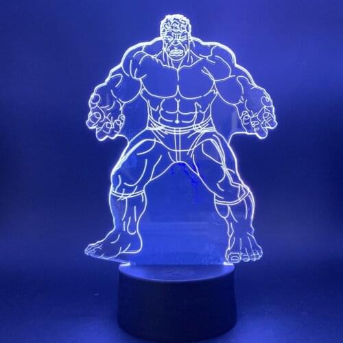 Disney Marvel Avengers 3D Night Light Hulk 7/16 Color Table Lamp Childrens Toy Student birthday Gift Bedroom Decoration