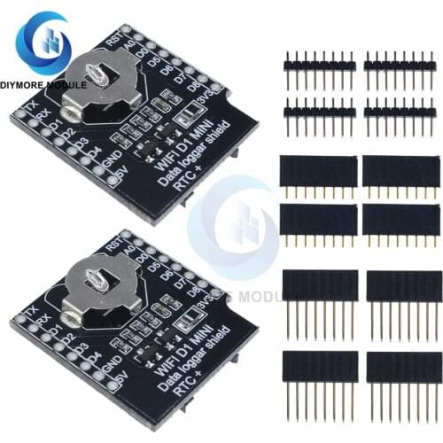For Wemos D1 Mini Real Time Clock Data Log Logger Module RTC DS1307 Calendar Chip Micro SD For Arduino Raspberry