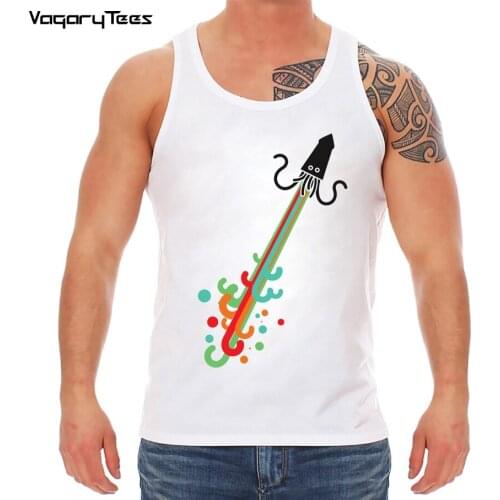 Electric Squid Men tank-top Hipster Octopus Kraken cracking rainbow Design Tops Geek Style Mens vest