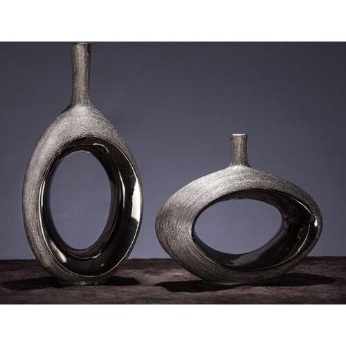 European modern Jingdezhen ceramic color glazed vase ornaments Creative simple home living room decorations