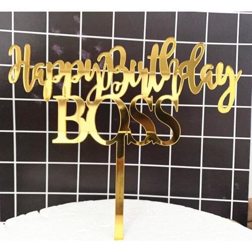 Creative Acrylic Happy Birthday Boss Cake Topper Adult Party Favors Baking Decorating Supplie Decorations Cake Toppers