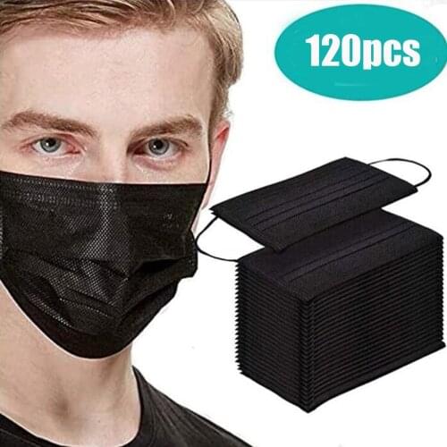 1-200pcs Disposable Black Face Mask Adult Breathable Mouth Muffle Face Cover Mascarillas Desechables Skincare Mask Masque